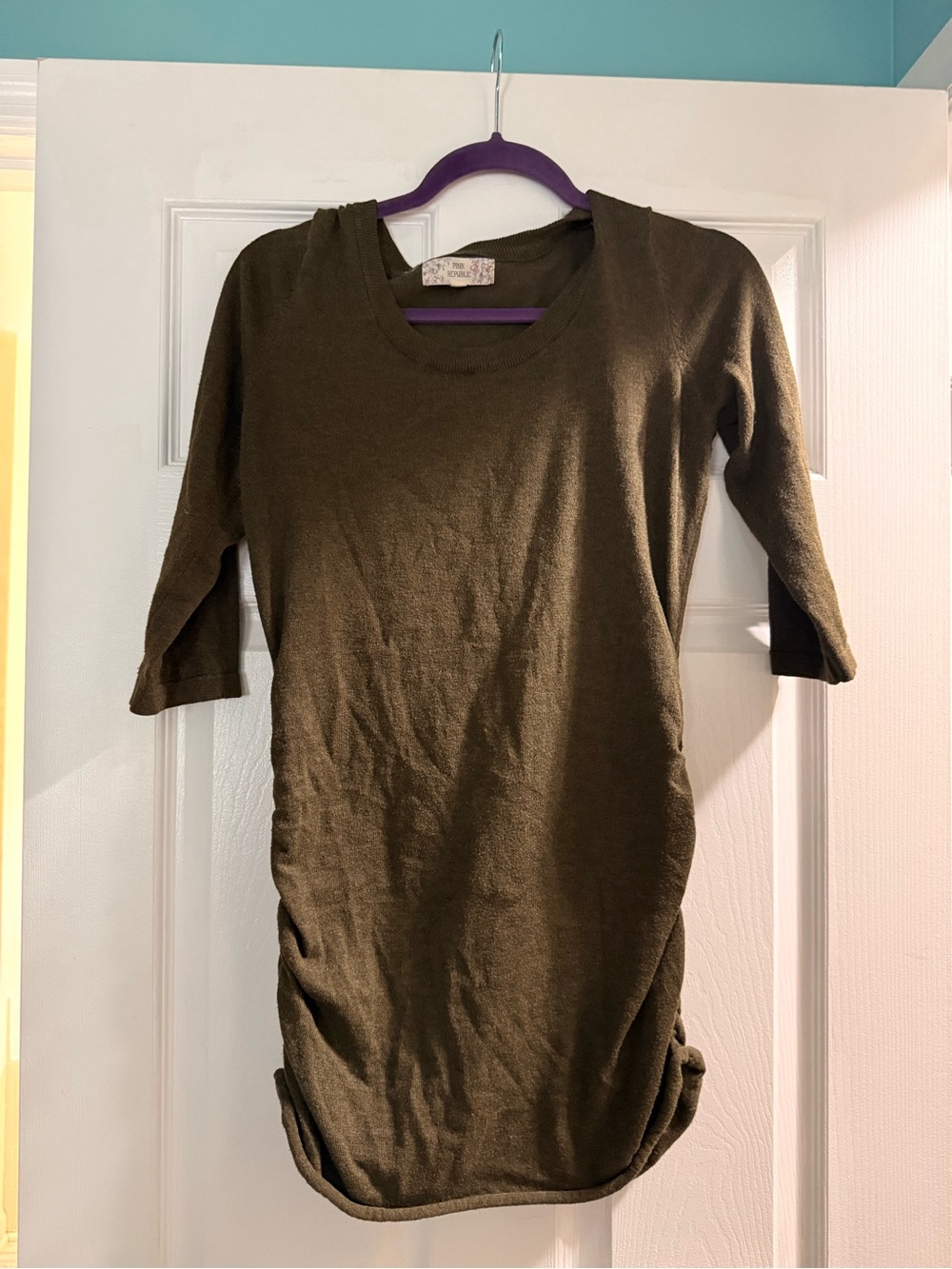 Pink Republic Olive Green Midi Dress with Side Ruching